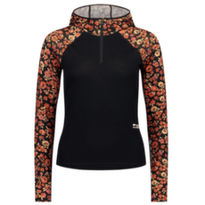 Tricou cu mânecă lungă Mons Royale Bella Merino Long Sleeve Hood Women Ditzy Camo / Black