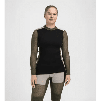 Tricou cu mânecă lungă Aclima WoolNet Hiking Crew Neck Women Fudge / Dill / Olive Night