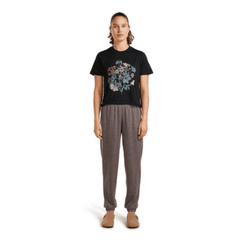 Tricou cu mânecă scurtă Icebreaker Merino 150 Tech Lite SS Crop Tee NZ Flora Women ECRU HTHR