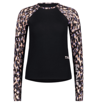 Tricou cu mânecă lungă Mons Royale Bella Merino Long Sleeve Women Rock Leopard/Black