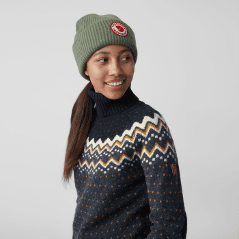 Pulover Fjällräven Övik Knit Roller Neck Women Chalk White-Patina Green