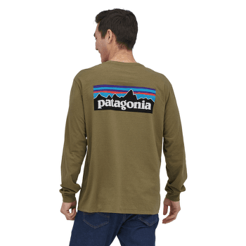 Tricou cu mânecă lungă Patagonia Long-Sleeved P-6 Logo Responsibili-Tee Men Black