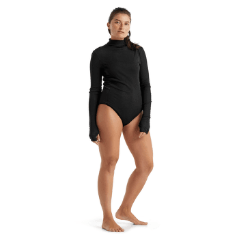 Tricou cu mânecă lungă Icebreaker Queens LS High Neck Bodysuit Women Black
