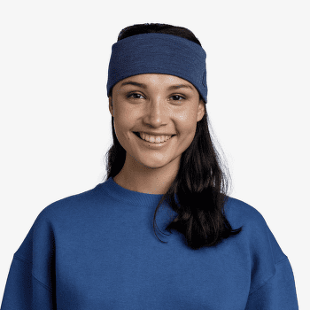 Bandă pentru cap Buff MERINO WIDE HEADBAND SOLID SOLID NIGHT BLUE