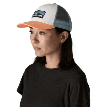 Capac Patagonia P-6 Logo LoPro Trucker Hat White w/Peach Sherbet
