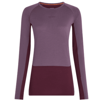 Tricou cu mânecă lungă Icebreaker Merino 200 ZoneKnit™ LS Crewe Women DK BERRY/GREY PLUM/CB