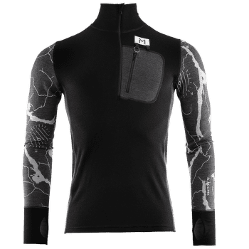 Pulover (închidere 3/4) Aclima Lars Monsen Femunden Polo Jet Black/Marengo/Femunden Dark