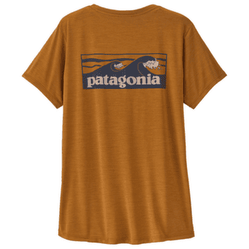 Tricou cu mânecă scurtă Patagonia Cap Cool Daily Shirt - Boardshort Logo Women Cinnamon Brown - Dark Cinnamon Brown X-Dye