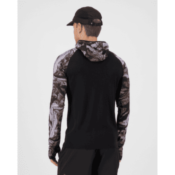 Tricou cu mânecă lungă Mons Royale Temple Merino Long Sleeve Hood Men Rock Camo/Black