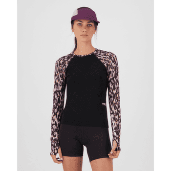 Tricou cu mânecă lungă Mons Royale Bella Merino Long Sleeve Women Rock Leopard/Black