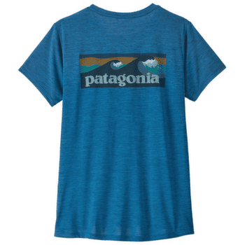 Tricou cu mânecă scurtă Patagonia Cap Cool Daily Shirt - Boardshort Logo Women Aquatic Blue - Light Aquatic Blue X-Dye