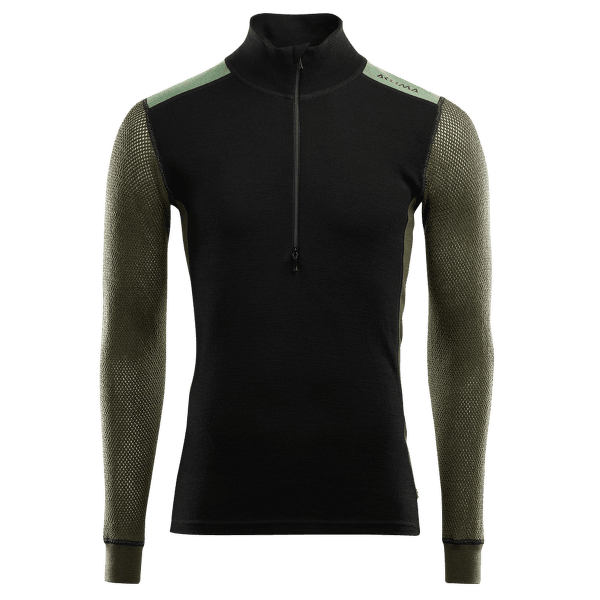 Tricou cu mânecă lungă Aclima WoolNet Mockneck Shirt Men Jet Black / Olive Night / Dill