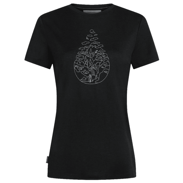 Tricou cu mânecă scurtă Icebreaker Merino 150 Tech Lite III SS Tee Hike Path Women BLACK