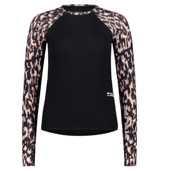 Tricou cu mânecă lungă Mons Royale Bella Merino Long Sleeve Women Rock Leopard/Black