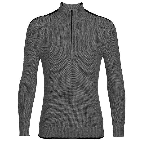 Pulover (închidere 3/4) Icebreaker Lodge LS Half Zip Sweater Men Gritstone HTHR/Black