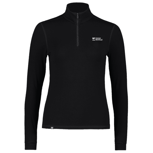 Tricou cu mânecă lungă Mons Royale Cascade Merino Flex 1/4 Zip Long Sleeve Women Black