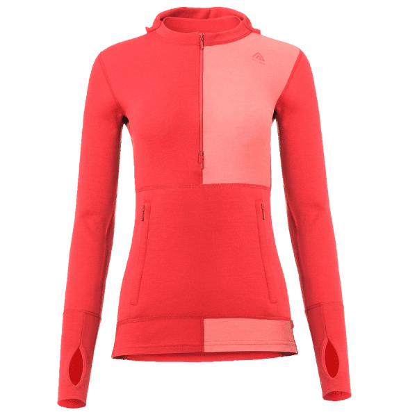 Hanorac Aclima WarmWool Hood Sweater W/Zip Women Jester Red/Spiced Coral/Spiced Apple