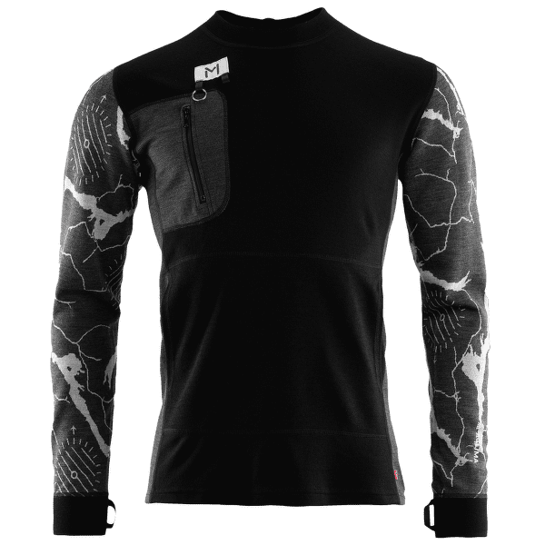 Tricou cu mânecă lungă Aclima Lars Monsen Femunden crewneck Men Jet Black/Marengo/Femunden Dark