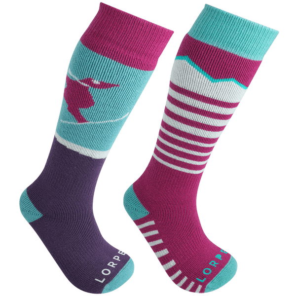 Șosete pentru genunchi Lorpen T1 MERINO KIDS SKI 2PACK ECO 2336 BERRY