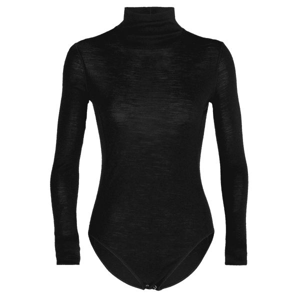 Tricou cu mânecă lungă Icebreaker Queens LS High Neck Bodysuit Women Black