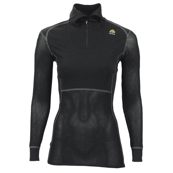 Tricou cu mânecă lungă Aclima WoolNet Polo W/Zip Women Jet Black