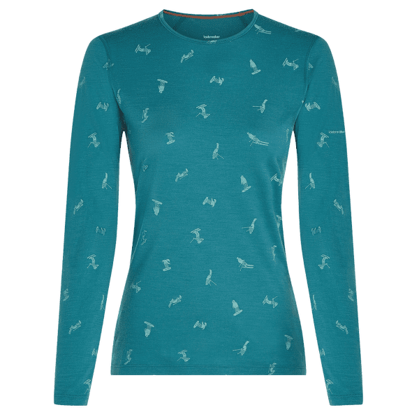 Tricou cu mânecă lungă Icebreaker Merino 200 Oasis LS Crewe Ski Day Women TOPAZ/HYDRO/AOP