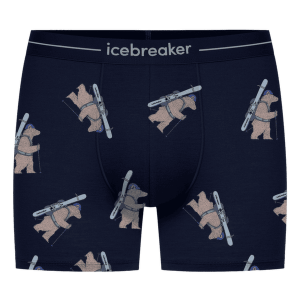 Boxeri Icebreaker Merino 150 Anatomica Boxers Bear Tour AOP Men Midnight Navy