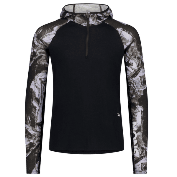 Tricou cu mânecă lungă Mons Royale Temple Merino Long Sleeve Hood Men Rock Camo/Black